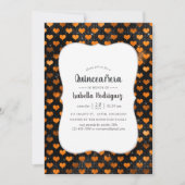 Invitation Motif Coeur noir et orange Quinceañera (Devant)