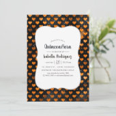 Invitation Motif Coeur noir et orange Quinceañera (Debout devant)