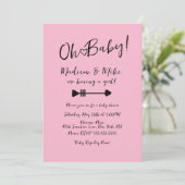 Invitation Motif Coeur Valentines Jour Baby shower rose (Debout devant)