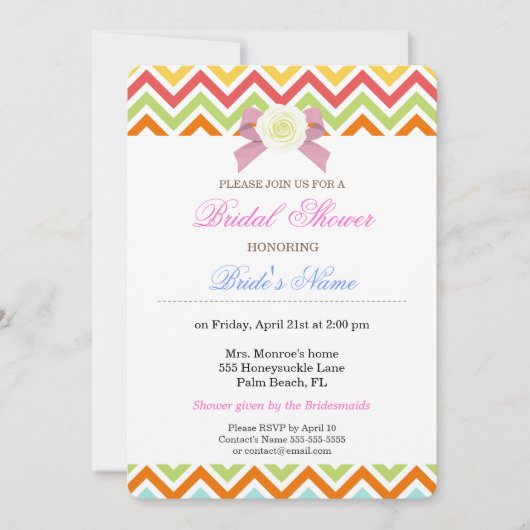 Invitation Motif coloré Chevron Zigzag Stripes (Devant)