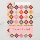 Invitation Motif coloré de tissus (Devant / Derrière)