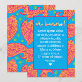 Invitation Motif coloré Paisley (Devant / Derrière)