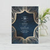 Invitation Motif complexe bleu et or (Debout devant)