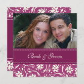 Invitation Motif crème rose d'invitations de mariage de photo (Devant / Derrière)