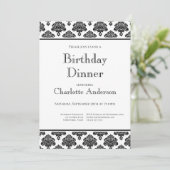 Invitation Motif Damas noir & blanc Anniversaire Dîner (Debout devant)