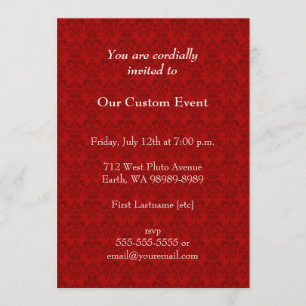Invitation Motif Damas rouge