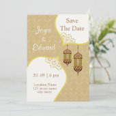 Invitation Motif Damask pour mariage islamique (Debout devant)