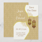 Invitation Motif Damask pour mariage islamique (Devant / Derrière)