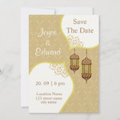 Invitation Motif Damassé Pour Mariage Islamique (Devant)