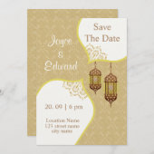 Invitation Motif Damassé Pour Mariage Islamique (Devant / Derrière)