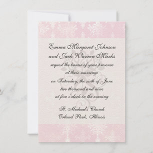 Invitation motif damassé rose doux