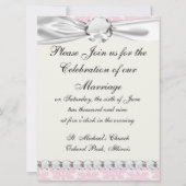 Invitation motif damassé rose et blanc doux (Dos)