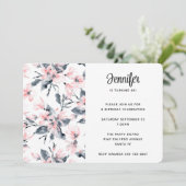 Invitation Motif d'aquarelle rose et gris (Debout devant)