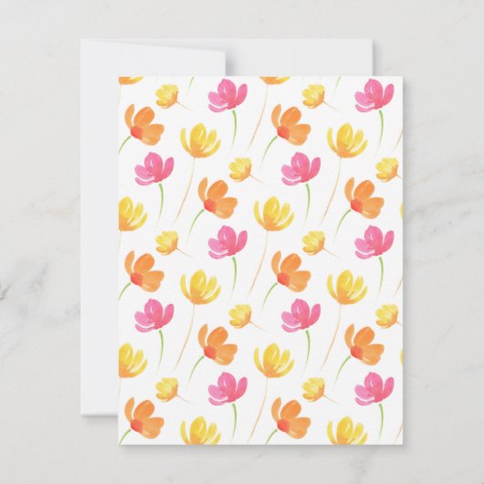 Invitation Motif d'aquarelle rose jaune (Dos)