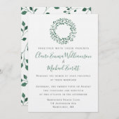 Invitation Motif d'aquarelle vert rustique | MARIAGE (Devant / Derrière)