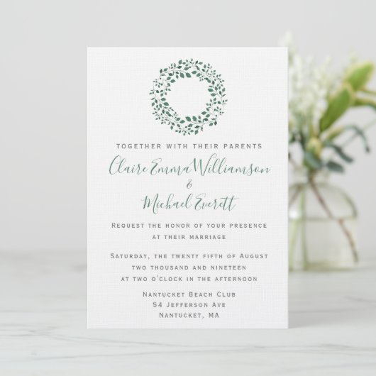Invitation Motif d'aquarelle vert rustique | MARIAGE (Debout devant)