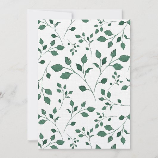 Invitation Motif d'aquarelle vert rustique | MARIAGE (Dos)
