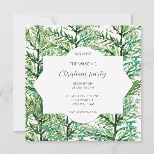 Invitation Motif d'arbre d'aquarelle artistique (Devant)