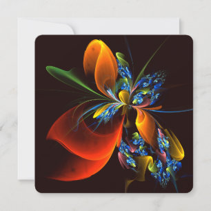 Invitation Motif d'art abstrait moderne floral orange bleu #0