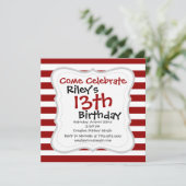 Invitation Motif de bandes horizontales rouges et blanches (Debout devant)