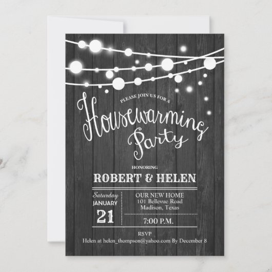 Invitation Motif de bois gris du foyer (Devant)