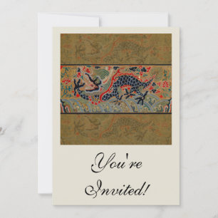 Invitation Motif de broderie en soie de dragon chinois antiqu