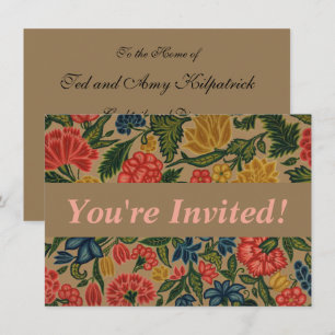 Invitation Motif de broderie florale au crewel vintage
