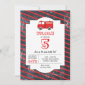 Invitation Motif de camion feu rouge Anniversaire (Devant)