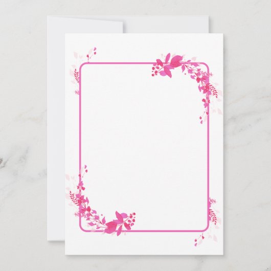 Invitation Motif de cascade de feuilles rustique rose (Devant)