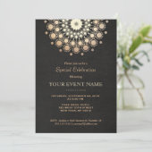 Invitation Motif de cercle en feuille d'or faux noir pour soi (Debout devant)