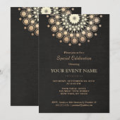 Invitation Motif de cercle en feuille d'or faux noir pour soi (Devant / Derrière)