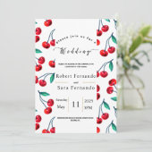 Invitation Motif de cerise moderne Jardin élégant mariage (Debout devant)