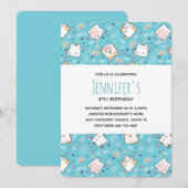 Invitation Motif de chaton mignon Anniversaire fantaisiste (Devant / Derrière)