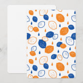 Invitation Motif de citron bleu et orange Jouable à thème de  (Devant / Derrière)
