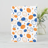 Invitation Motif de citron bleu et orange Jouets sur le thème (Debout devant)