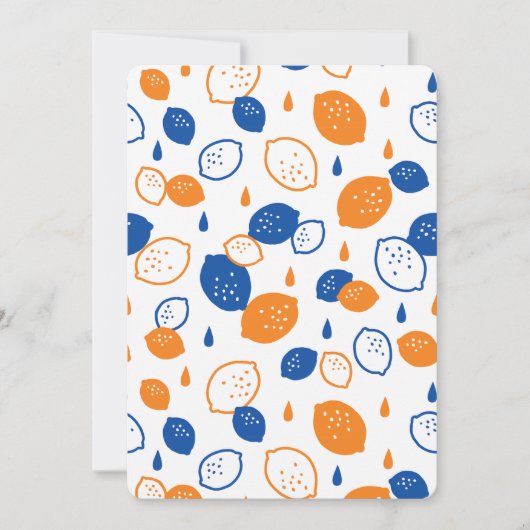Invitation Motif de citron bleu et orange Jouets sur le thème (Devant)