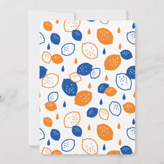 Invitation Motif de citron bleu et orange ludique à thème fru