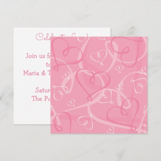 Invitation Motif de cœur rose (Devant / Derrière)