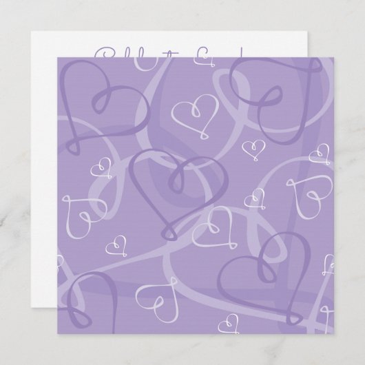 Invitation Motif de cœur violet (Devant / Derrière)