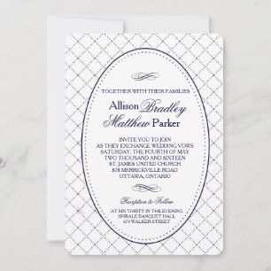 Invitation Motif de contrôle bleu de la marine classique