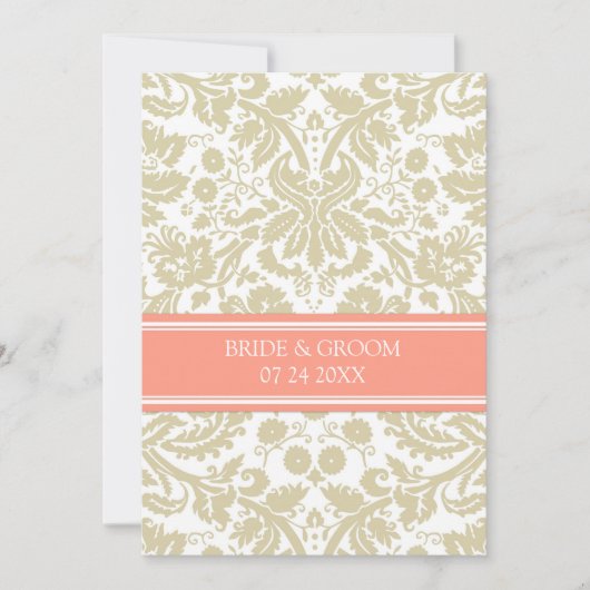 Invitation Motif de corail de damassé de Taupe d'invitations (Devant)