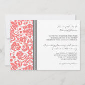 Invitation Motif de corail gris de damassé d'invitations de (Dos)