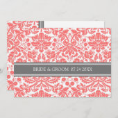 Invitation Motif de corail gris de damassé d'invitations de (Devant / Derrière)