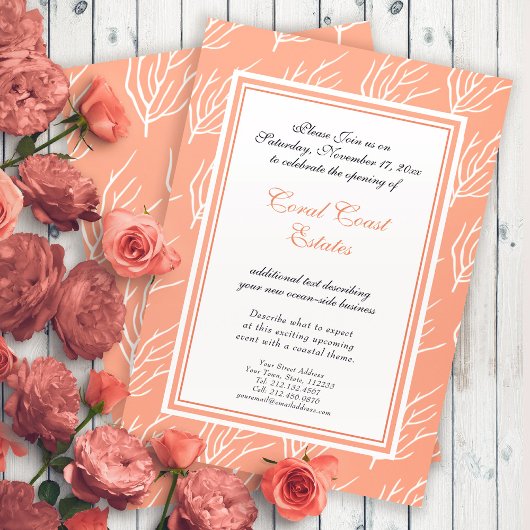 Invitation Motif de corail sur mesure Couleurs Élégant Événem