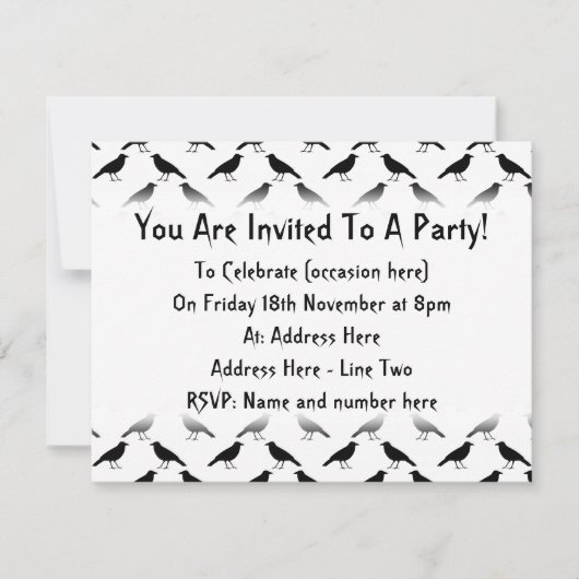 Invitation Motif de corbeaux. (Devant)