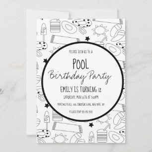 Invitation Motif de couleur noir et blanc pour une fête au bo