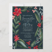 Invitation Motif de couronnes fleurie rouge (Devant)