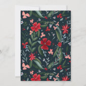 Invitation Motif de couronnes fleurie rouge (Dos)