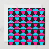 Invitation Motif de Cupcake bleu clair et rose chaud (Dos)