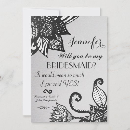 Invitation Motif de dessin moderne en noir et blanc (Devant)